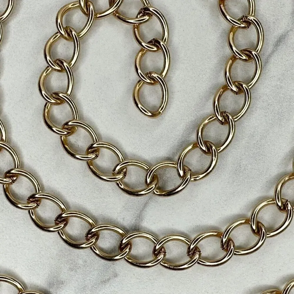 Gold Tone Simple Basic Metal Chain Link Belt Y2K Festival XS/Small (XS/S) ✨